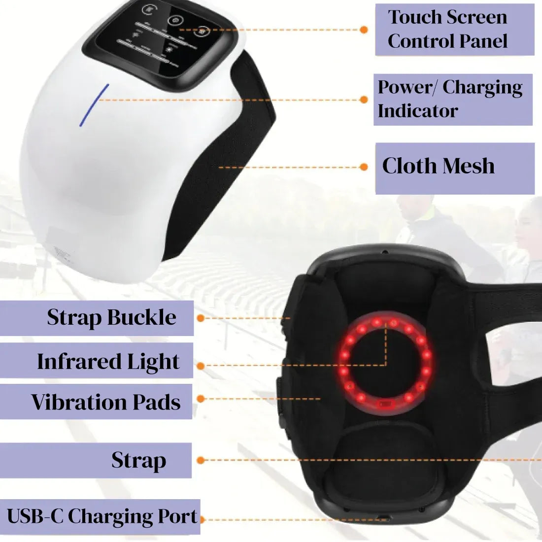 Knee Massager Machine Wireless Joint Pain Relief Device for Knee, Shoulder, Elbow & Ankle With Vibration, Magnetic & Heat JSB HF124