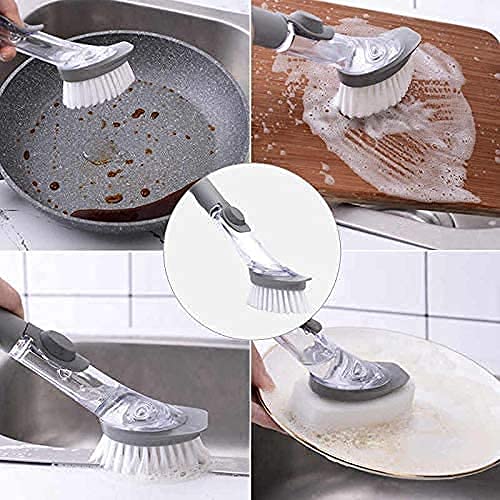 Medium White Liquid Dispenser Kitchen Cleaning Brush