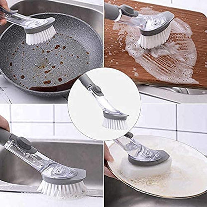 Medium White Liquid Dispenser Kitchen Cleaning Brush