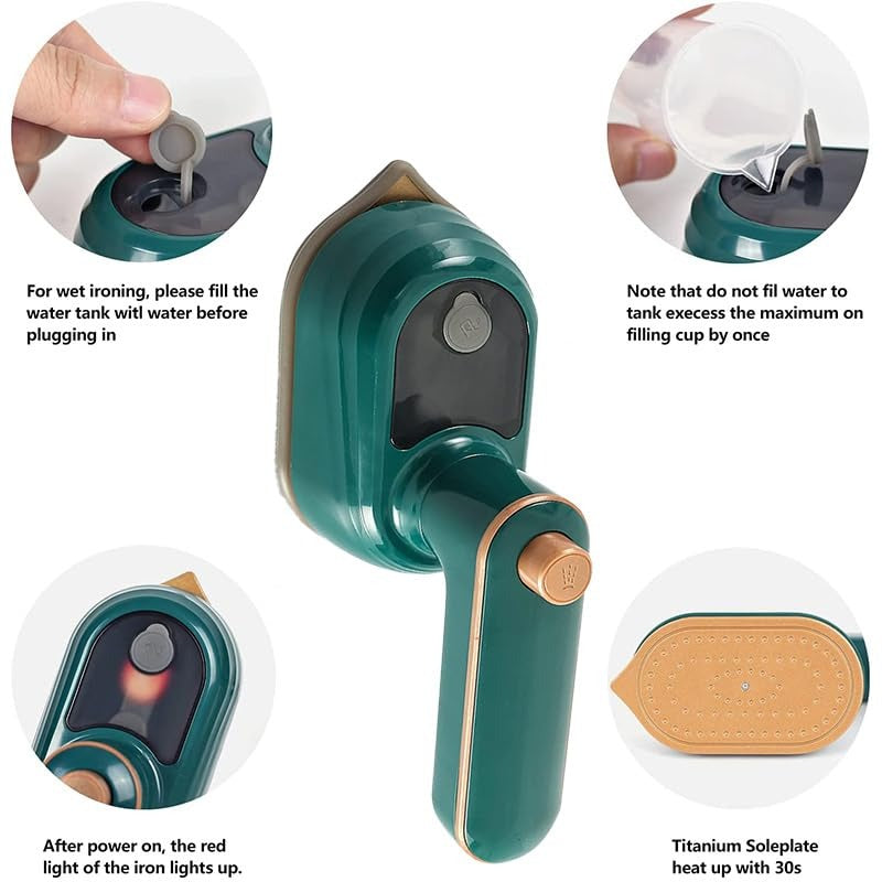 Portable Foldable Electric Mini Iron with Quick Heating 2 in 1 Wet (Steam) Dry Clothes Ironing for Home and Travelling Pack of 1