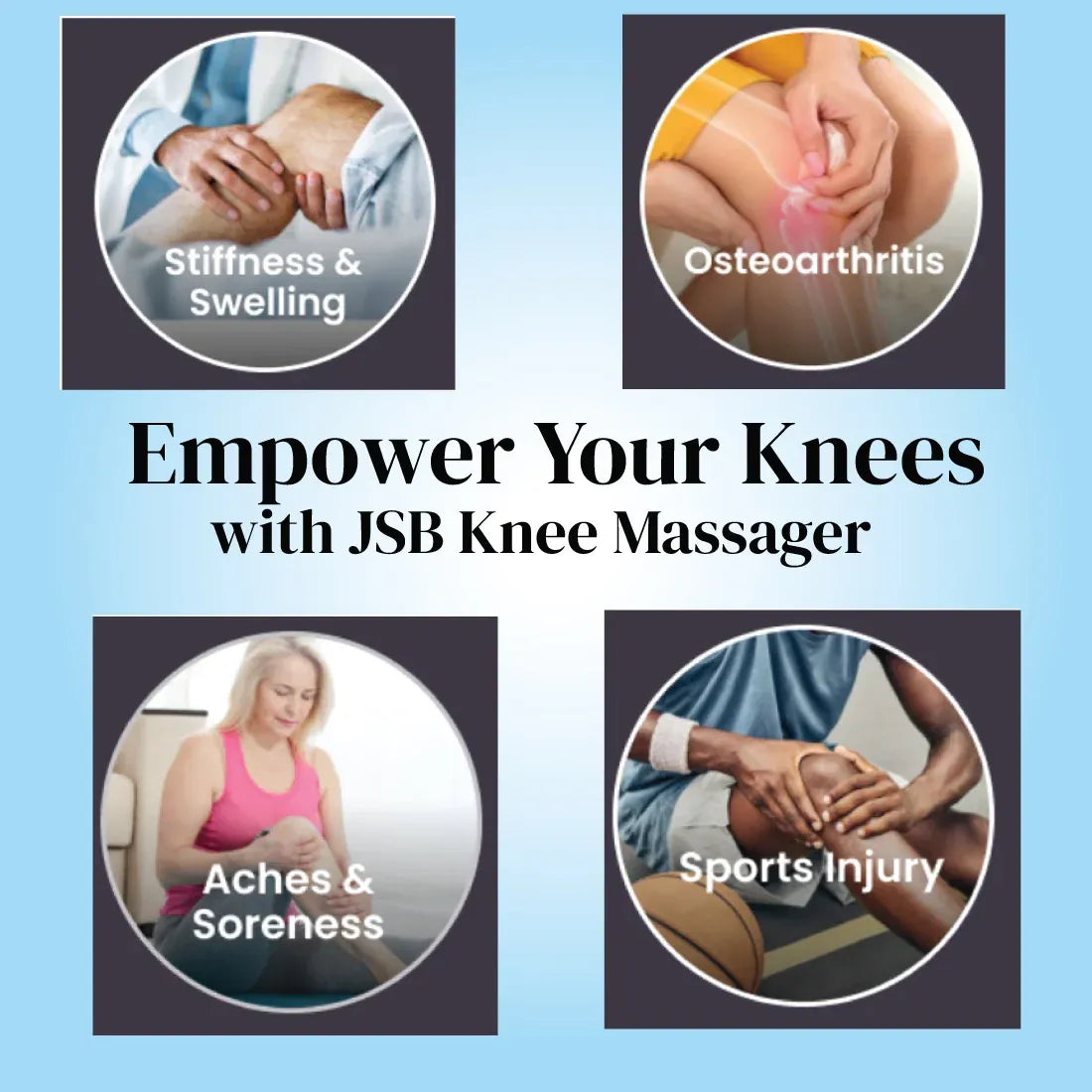 Knee Massager Machine Wireless Joint Pain Relief Device for Knee, Shoulder, Elbow & Ankle With Vibration, Magnetic & Heat JSB HF124